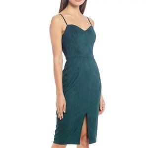 1.STATE Microsuede Bodycon Sheath Dress Forest Green Size 10